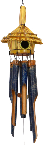 Exotisches Klangspiel-Windspiel aus Bambus - Vogelhuschen 3 - 52x15x15 cm  15 cm