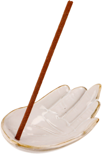 Exotic ceramic incense holder - Hand white - 3x9x5 cm 