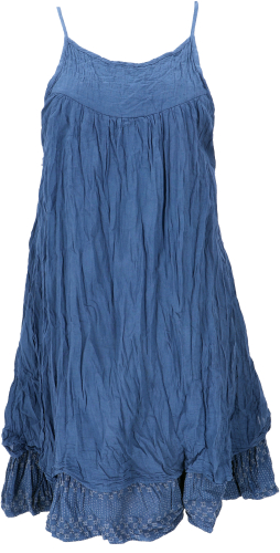Boho Krinkelkleid, Minikleid, Sommerkleid, Strandkleid, Lagenkleid - blau