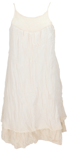 Boho crinkle dress, mini dress, summer dress, beach dress, layered dress - natural white
