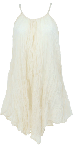 Boho crinkle dress, mini dress, summer dress, beach dress - natural white