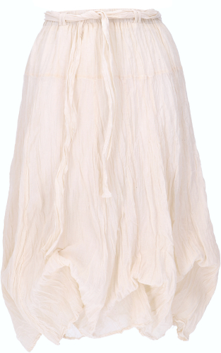 Boho crinkle skirt, maxi skirt, flamenco skirt to gather, balloon skirt - natural white
