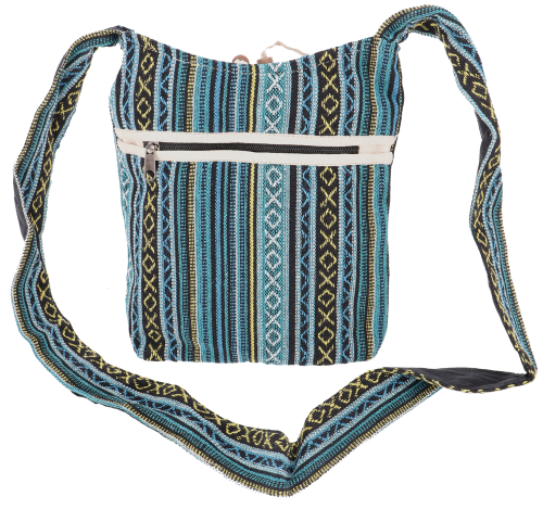 Small shoulder bag, boho shoulder bag, ethnostyle bag - blue - 25x25x12 cm 