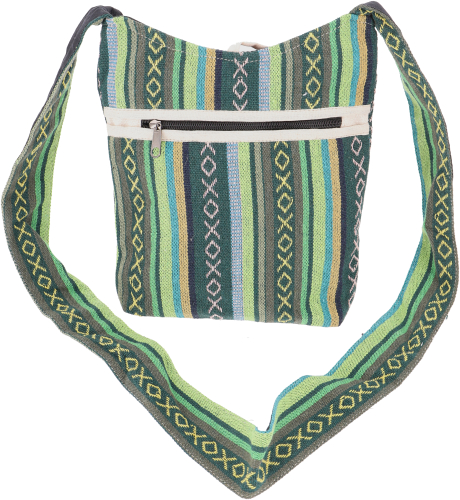 Small shoulder bag, boho shoulder bag, ethnostyle bag - green - 25x25x12 cm 