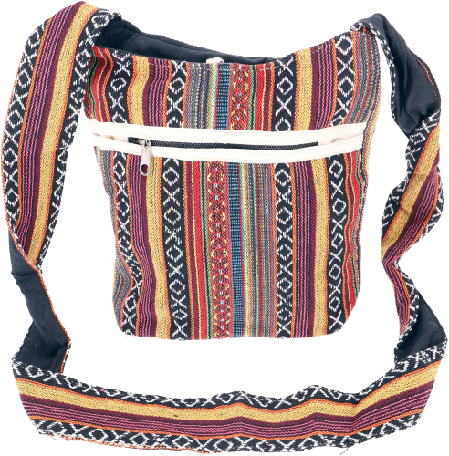 Small shoulder bag, boho shoulder bag, ethnostyle bag - orange/colorful - 25x25x12 cm 