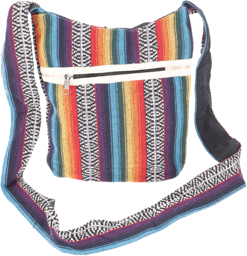 Small shoulder bag, boho shoulder bag, ethnostyle bag - rainbow - 25x25x12 cm 