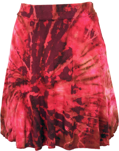 Batik hippie mini skirt, boho summer skirt - pink/red