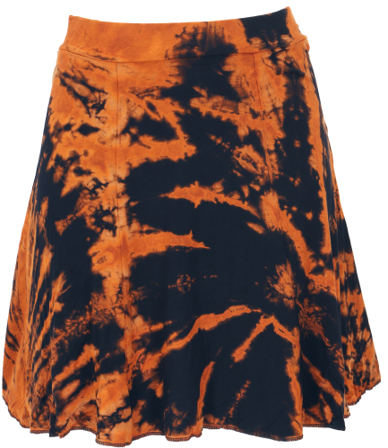 Batik hippie mini skirt, boho summer skirt - black/orange