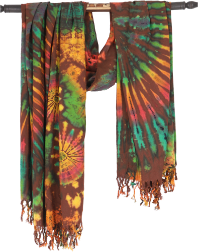 Batik Sarong, Wandbehang, Strandtuch, Wickelrock, Tie Dye-Design Sarongkleid - braun - 190x115 cm