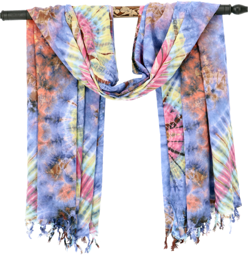 Batik Sarong, Wandbehang, Strandtuch, Wickelrock, Tie Dye-Design Sarongkleid - blau - 180x110 cm