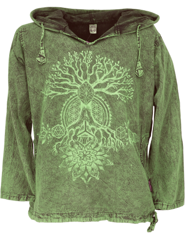 Yoga hoodie, stonewash hoodie, festival shirt - green