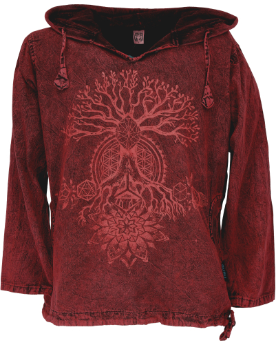 Yoga hoodie, stonewash hoodie, festival shirt - red