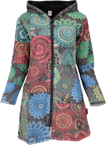 Boho hippie chic jacket, patchwork jacket, short coat - black/colorful