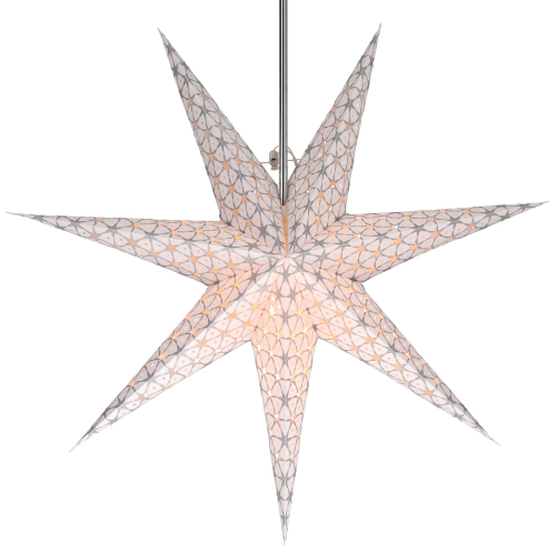Foldable Advent illuminated paper star, poinsettia 60 cm - Milenka white