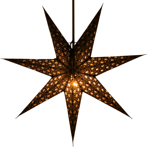Foldable Advent illuminated paper star, poinsettia 60 cm - Milenka black