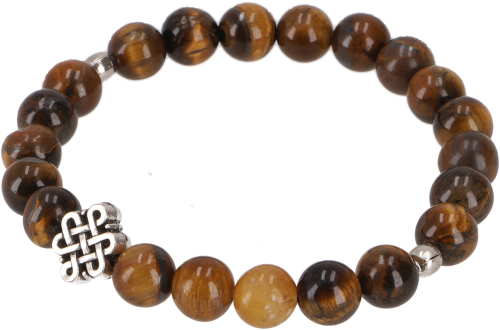 Mala bracelet, hand mala endless knot, Buddhist jewelry - tiger`s eye 7 cm