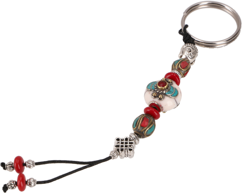 Ethno Tibet key ring, Tibetan bag pendant, Buddhist jewelry - Jasper - 15 cm