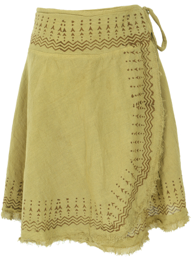 Natural Goa summer skirt, printed ethno wrap skirt - kiwi