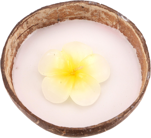 Exotic scented candle coconut 12 cm with flower candle - Frangipani white