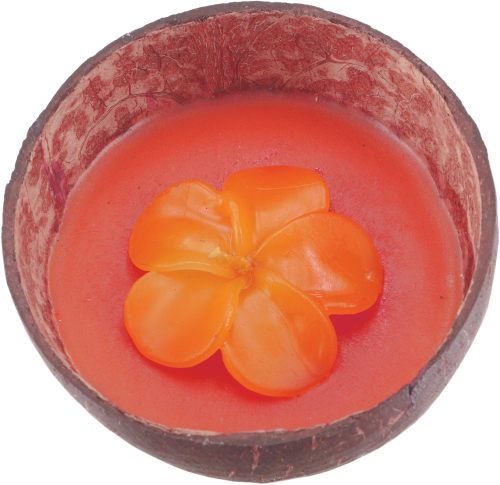Exotic scented candle coconut 12 cm with flower candle - Frangipani red