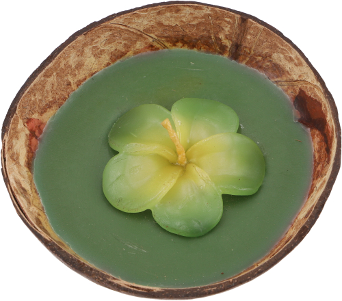 Exotic scented candle coconut 12 cm with flower candle - lemongrass green