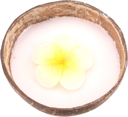 Exotic scented candle coconut 12 cm with flower candle - lemongrass white