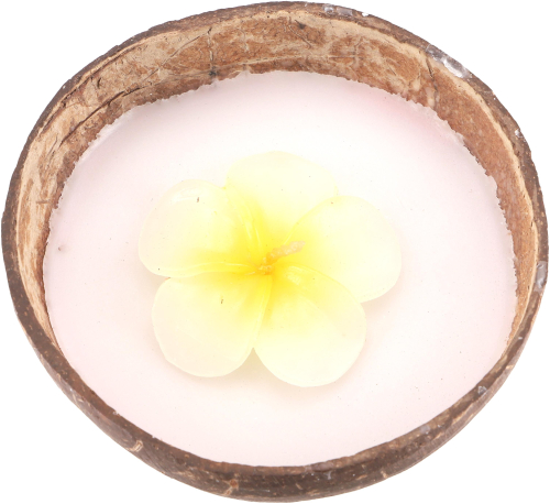 Exotic scented candle coconut 12 cm with flower candle - coconut white