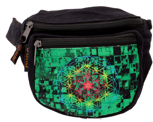 Practical belt bag, ethno bum bag, side bag, cross bag - Flower of life - 15x20x4 cm 