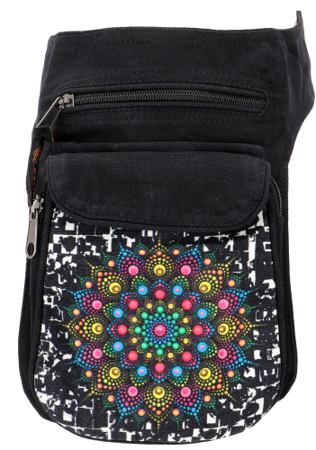 Festivalgrteltasche, Sidebag, Crossbag mit psychodelischem Druck- Mandala - 24x17x4 cm 