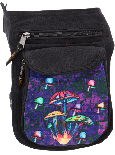 Festival belt bag, side bag, cross-body bag with psychedelic print - Magic Mushroom - 24x17x4 cm 