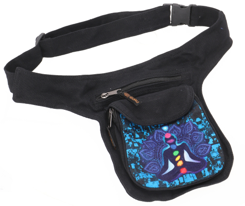 Festivalgrteltasche, Sidebag, Crossbag mit psychodelischem Druck- Chakra Yogi - 24x17x4 cm 