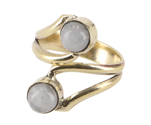 Gold-colored ring from India, boho jewelry - moonstone - 0,4 cm 1,7 cm