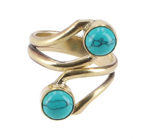 Gold-colored ring from India, boho jewelry - turquoise - 0,4 cm 1,7 cm