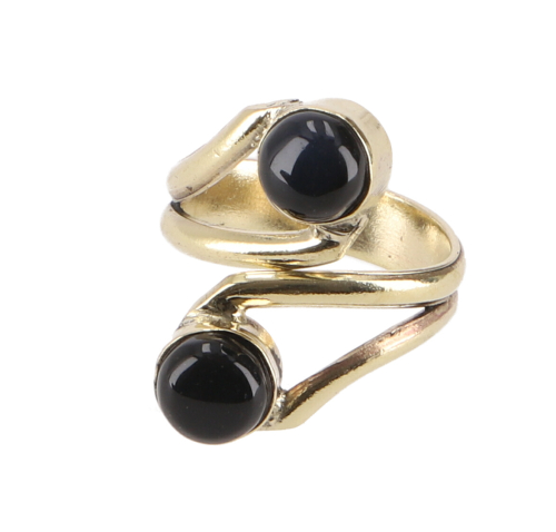 Gold-colored ring from India, boho jewelry - onyx - 0,4 cm 1,7 cm