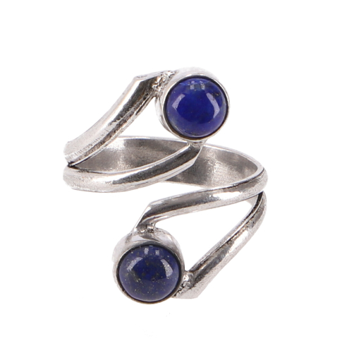 Silver-colored ring from India, boho jewelry - lapis lazulite - 0,4 cm 1,7 cm