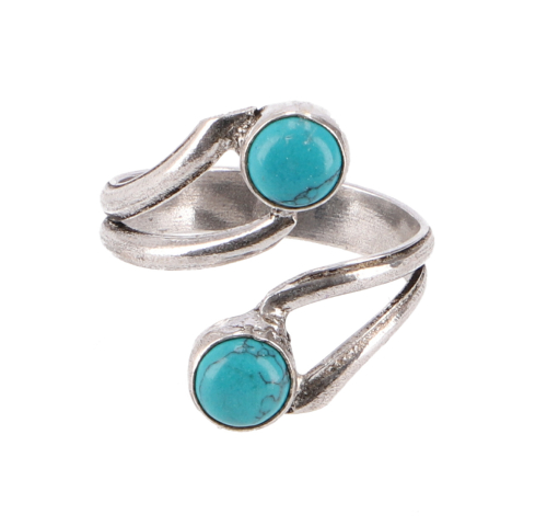 Silver-colored ring from India, boho jewelry - turquoise - 0,4 cm 1,7 cm