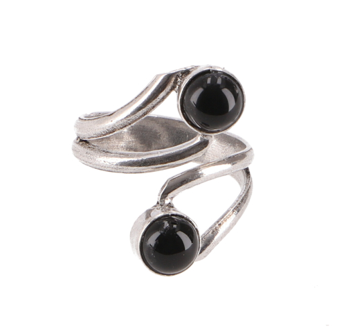 Silver-colored ring from India, boho jewelry - onyx - 0,4 cm 1,7 cm