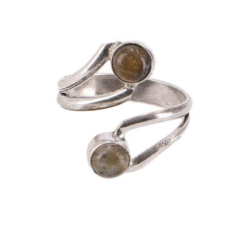 Silberfarbener Ring aus Indien, Boho Schmuck - Labradorit - 0,4 cm 1,7 cm