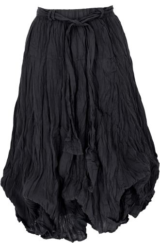 Boho crinkle skirt, maxi skirt, flamenco skirt to gather, balloon skirt - black