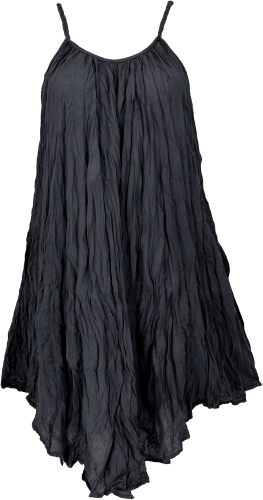 Boho crinkle dress, mini dress, summer dress, beach dress - black
