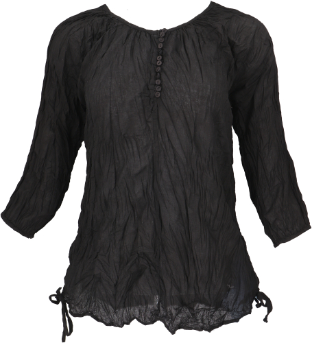 Boho crinkle blouse to gather, blouse shirt, crinkle blouse - black