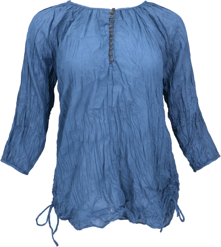 Boho crinkle blouse to gather, blouse shirt, crinkle blouse - blue