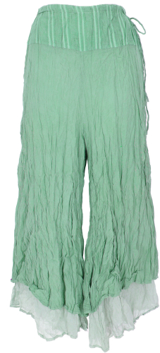 Comfortable palazzo pants, Marlene pants in crush look, cotton pants, crinkle pants - green