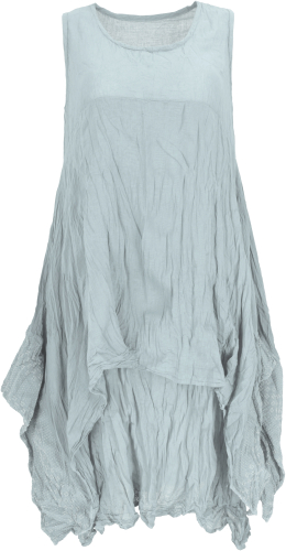 Boho crinkle dress, layered dress, midi dress, summer dress for strong women, beach dress - dove blue