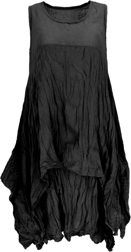 Boho crinkle dress, layered dress, midi dress, summer dress for strong women, beach dress - black