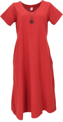 Soft, comfortable cotton dress, summer dress with pockets in linen look - red