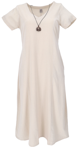 Soft, comfortable cotton dress, summer dress with pockets in linen look - linen-colored
