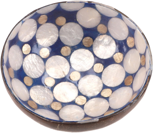 Schale aus Kokosnuss, exotische Dekoschale - blau - 5x14x14 cm 