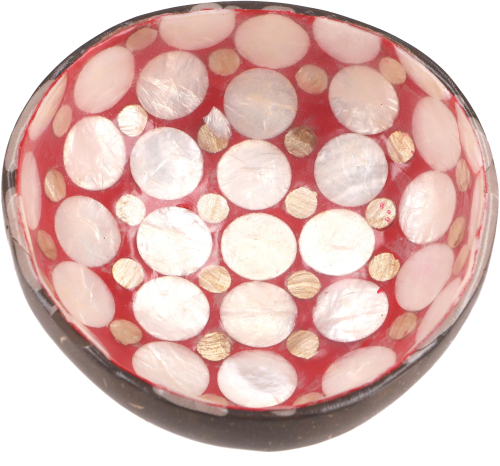 Coconut bowl, exotic decorative bowl - red - 5x14x14 cm 