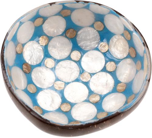 Coconut bowl, exotic decorative bowl - turquoise - 5x14x14 cm 